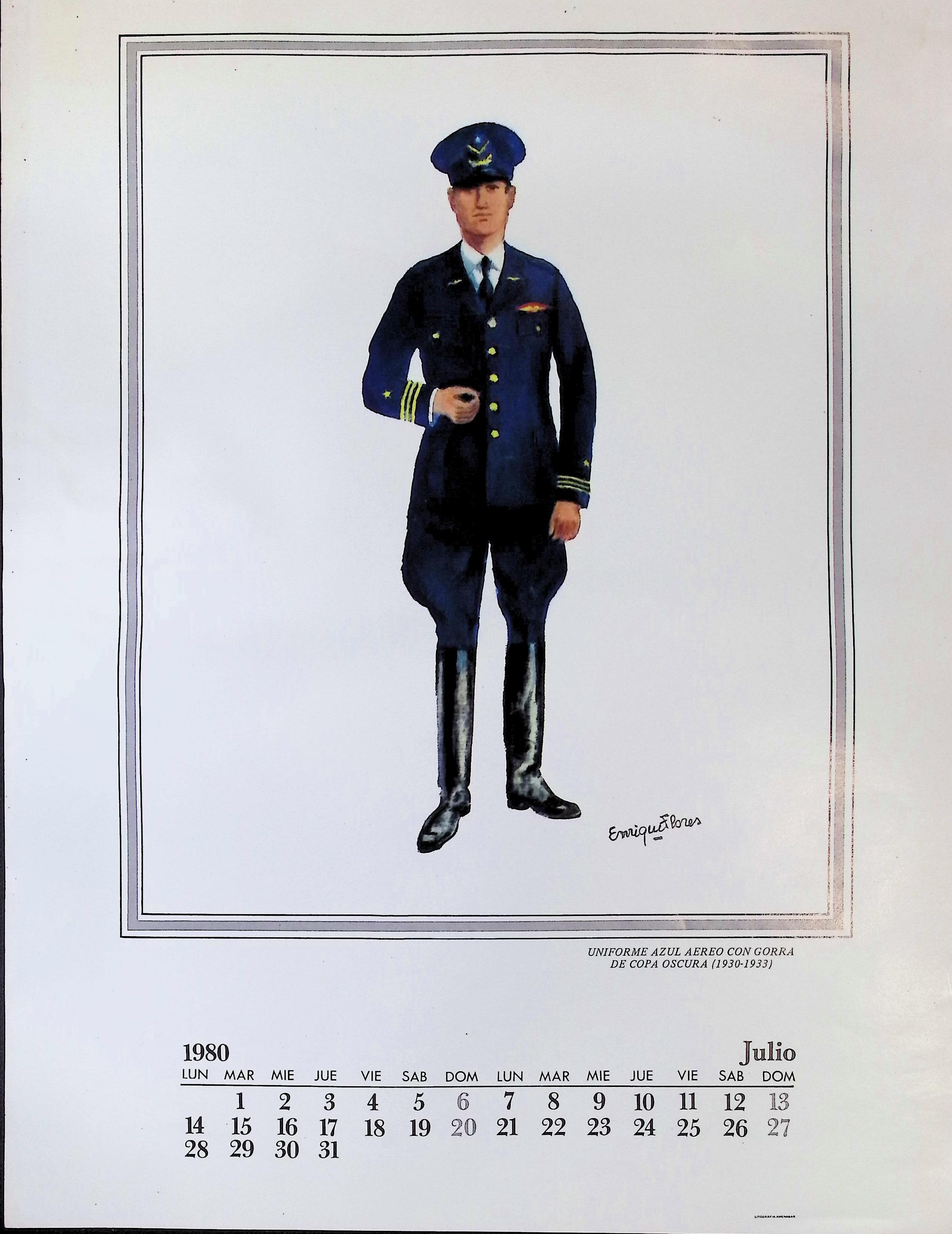 Uniforme Azul Aéreo con Gorra de Copa Oscura