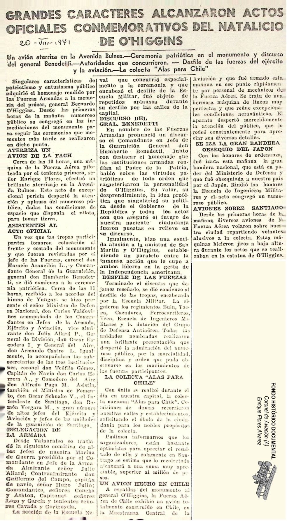Recorte de prensa 7 sobre Alas para Chile